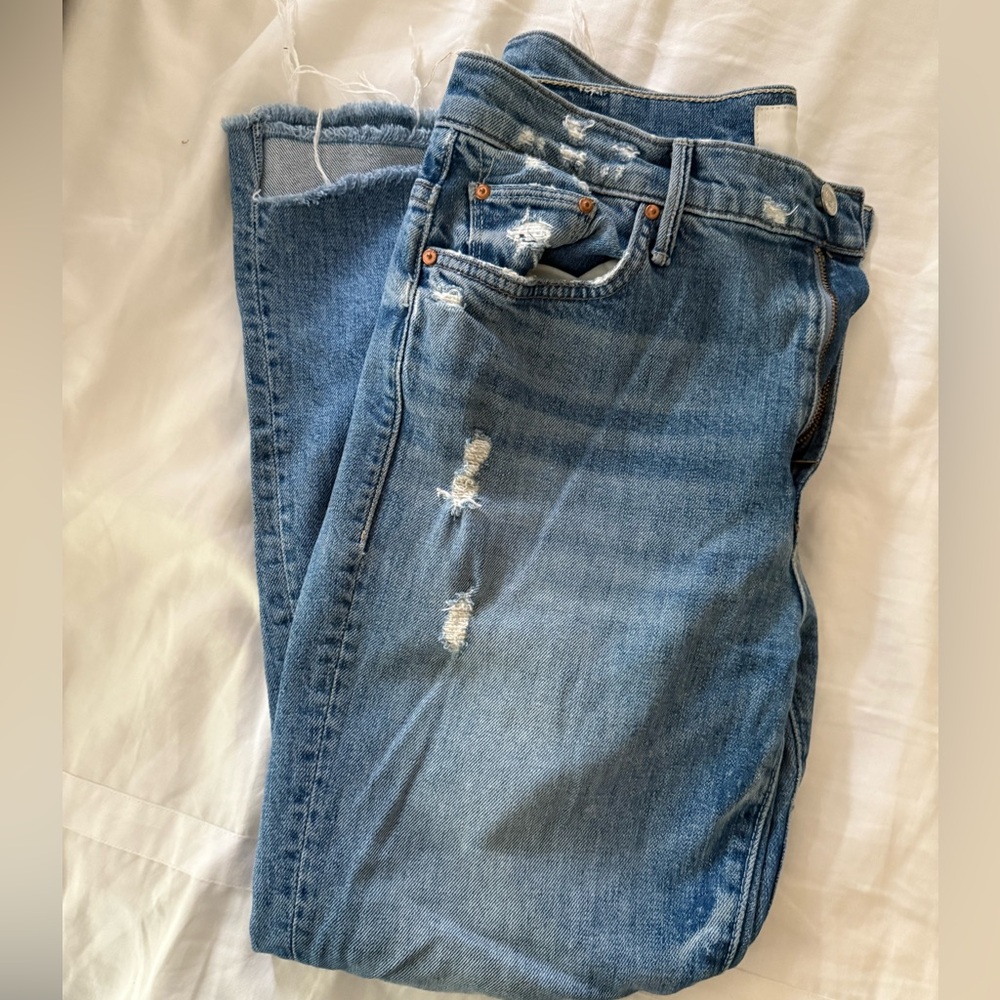 MOTHER Light Blue Distressed Boyfriend Jeans
